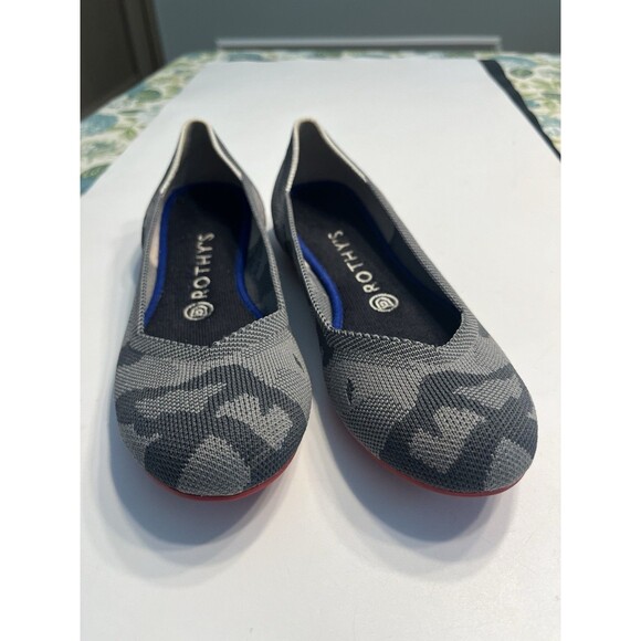 ROTHY'S Retired The Flat Grey Camo Slip On Ballet Flat Shoes Sz 8 ~ EUC - Picture 1 of 16